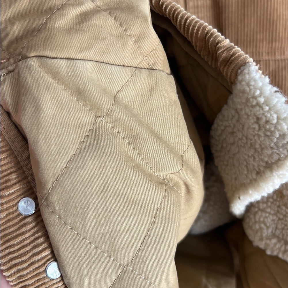 Vintage Y2K GAP Men's Brown Corduroy Jacket with Cream Sherpa Lining - Picture 4 of 9